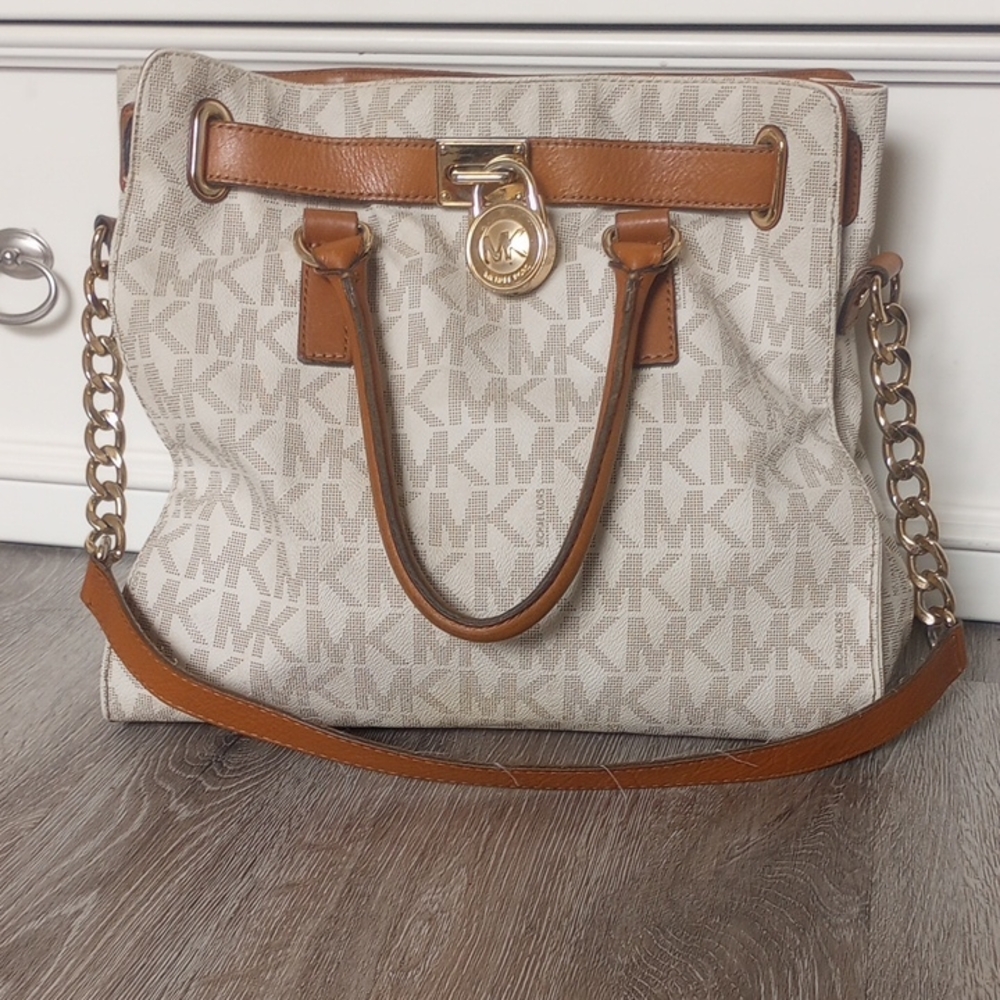 Michael Kors Beige and Brown Shoulder Bag